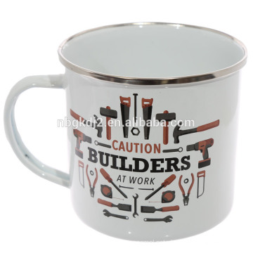 Wholesale custom logo printing enamel steel cup,custom enamel mug wholesale